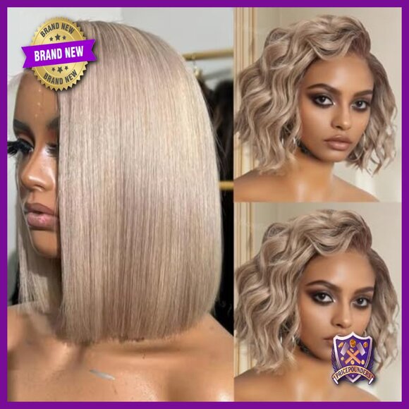 13x6 Glueless HD Lace Front Bob Wig Human Hair 180% Density Straight main image 4